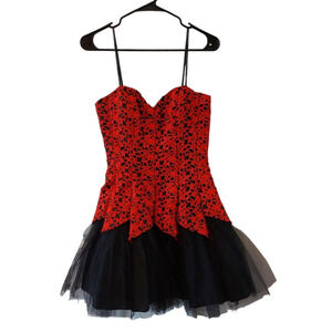 Masquerade Red/Black Strapless Corset Dress Size 5/6 Party Prom Evening Tulle
